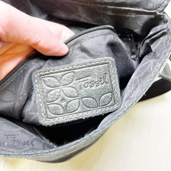 Y2K Fossil Black Leather Crossbody Bag with Lots of Pockets - Picture 10 of 10